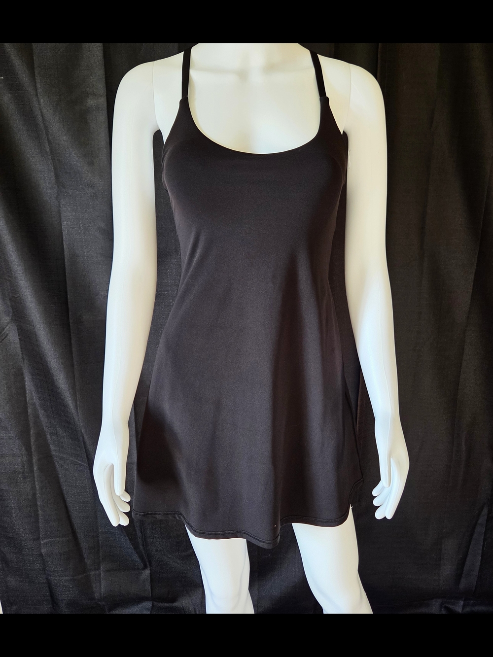 Classic Black Athletic Tennis Dress | Built-In Shelf Bra Exercise Mini Dress